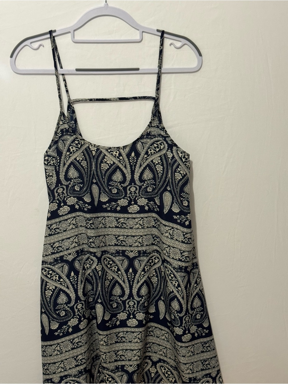 Free People Intimately Spring It On Slip Dress Blue Cream Paisley Spaghetti Sz M - Picture 6 of 7